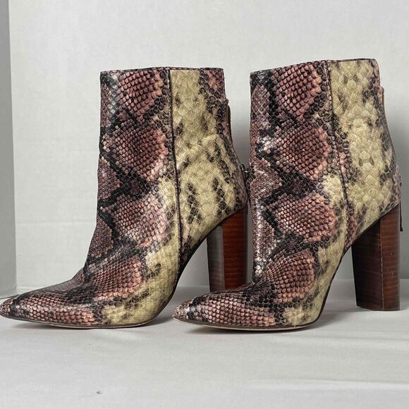 Steve Madden 6.5M Snake Print Trista Pointed Toe Ankle Boots Chic Versatile - Picture 1 of 8